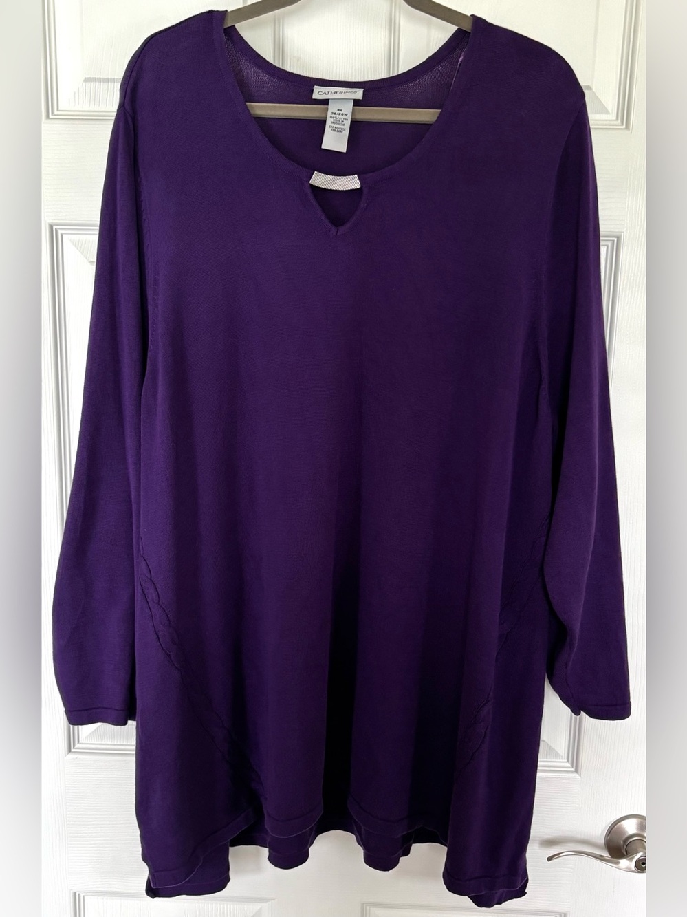 Catherines Purple Long Sleeve Scoop Neck Sweater with Keyhole